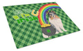 Blue Merle Sheltie St. Patrick's Day Cutting Board Tempered Glass Kitchen Cutting Surface, Heat Resistant Chopping, Non-Slip Feet, Food Prep & Serving