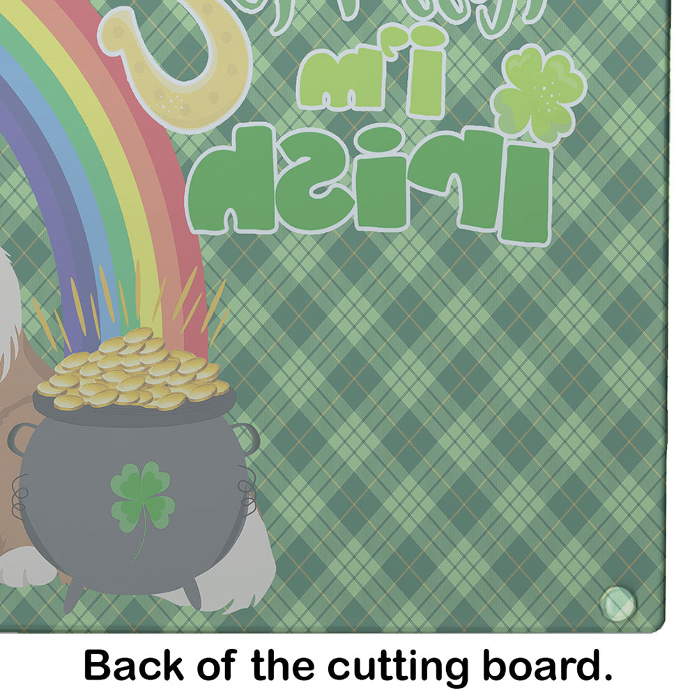 Sable Sheltie St. Patrick's Day Cutting Board Tempered Glass Kitchen Cutting Surface, Heat Resistant Chopping, Non-Slip Feet, Food Prep & Serving