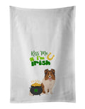 Sable Sheltie St. Patrick's Day Kitchen Towel Set of 2 White Dish Towels Decorative Bathroom Hand towel for Hand, Face, Hair, Yoga, Tea, Dishcloth, 19 X 28", White