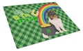 Tricolor Sheltie St. Patrick's Day Cutting Board Tempered Glass Kitchen Cutting Surface, Heat Resistant Chopping, Non-Slip Feet, Food Prep & Serving