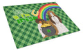 Red and White Shih Tzu St. Patrick's Day Cutting Board Tempered Glass Kitchen Cutting Surface, Heat Resistant Chopping, Non-Slip Feet, Food Prep & Serving