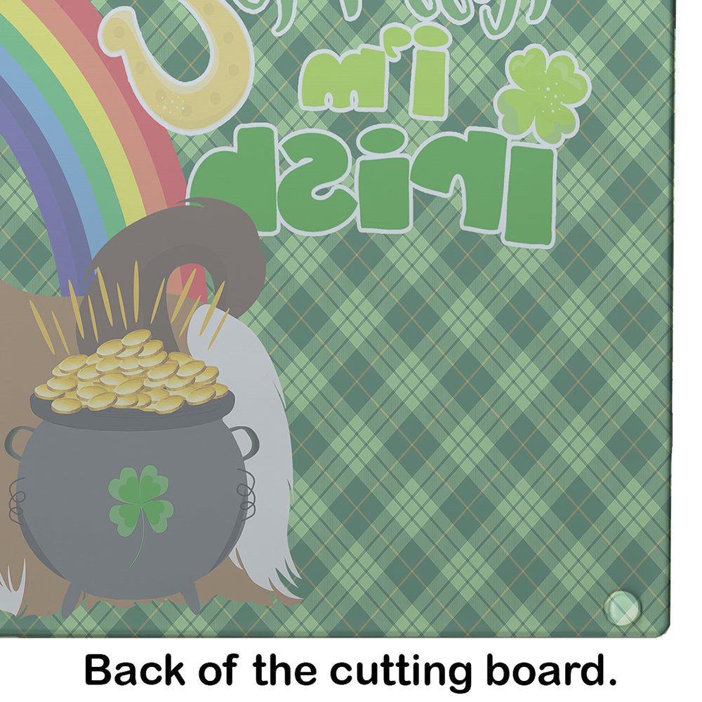 Red and White Shih Tzu St. Patrick's Day Cutting Board Tempered Glass Kitchen Cutting Surface, Heat Resistant Chopping, Non-Slip Feet, Food Prep & Serving