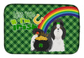 Black and White Shih Tzu St. Patrick's Day Dish Drying Mat Absorbent Dish Drying Mat Pad for Kitchen Counter Dish Drainer Mat for Countertop, 14 x 21", Multicolor