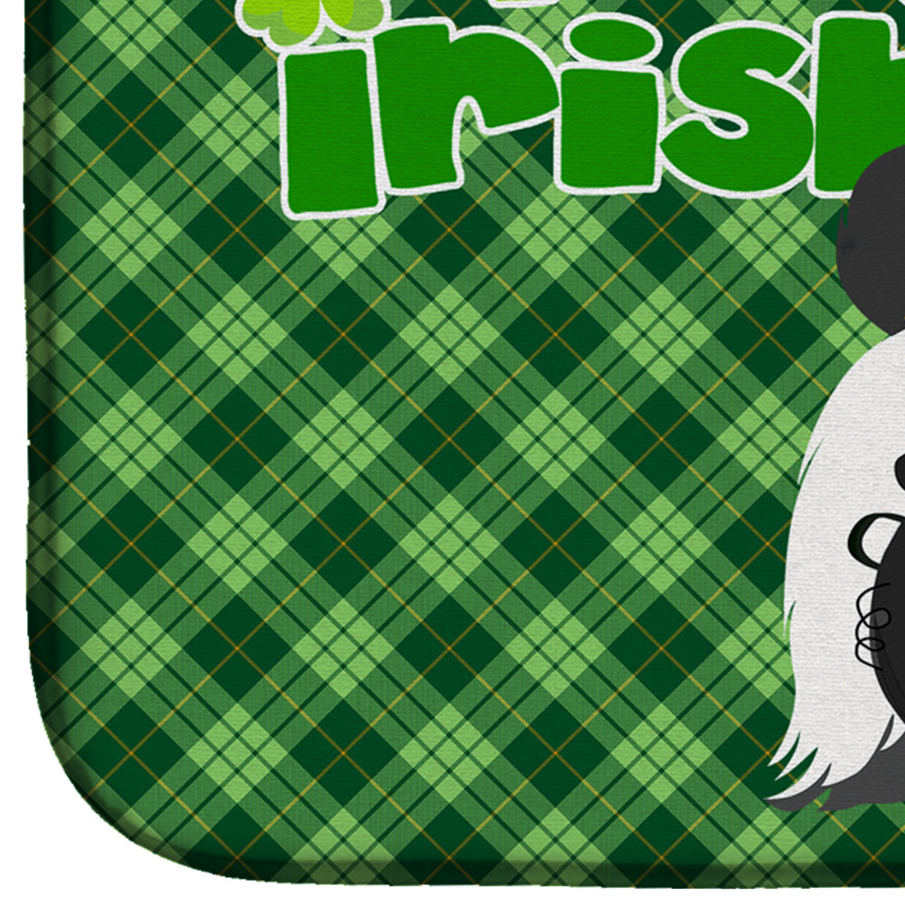 Black and White Shih Tzu St. Patrick's Day Dish Drying Mat Absorbent Dish Drying Mat Pad for Kitchen Counter Dish Drainer Mat for Countertop, 14 x 21", Multicolor