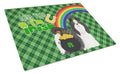 Black and White Shih Tzu St. Patrick's Day Cutting Board Tempered Glass Kitchen Cutting Surface, Heat Resistant Chopping, Non-Slip Feet, Food Prep & Serving