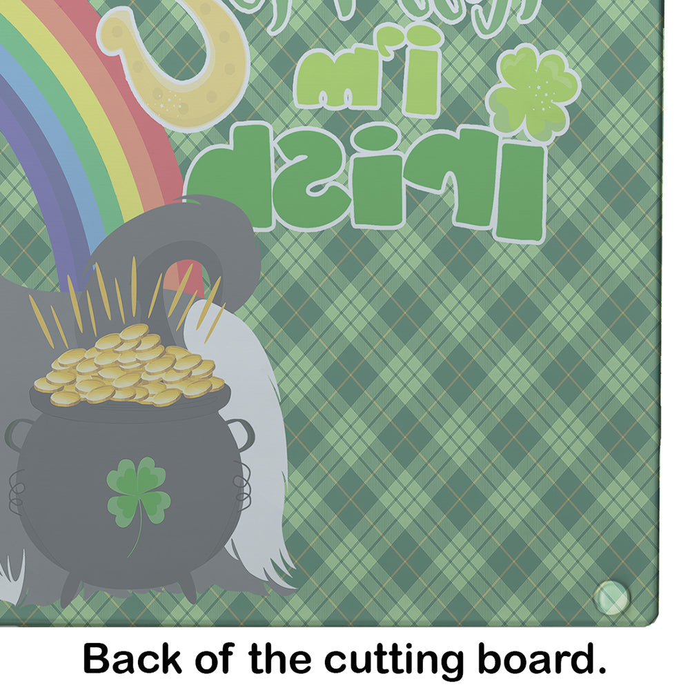 Black and White Shih Tzu St. Patrick's Day Cutting Board Tempered Glass Kitchen Cutting Surface, Heat Resistant Chopping, Non-Slip Feet, Food Prep & Serving