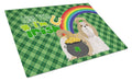 Gold and White Shih Tzu St. Patrick's Day Cutting Board Tempered Glass Kitchen Cutting Surface, Heat Resistant Chopping, Non-Slip Feet, Food Prep & Serving