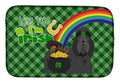 Black Shih Tzu St. Patrick's Day Dish Drying Mat Absorbent Dish Drying Mat Pad for Kitchen Counter Dish Drainer Mat for Countertop, 14 x 21", Multicolor