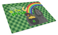 Black Shih Tzu St. Patrick's Day Cutting Board Tempered Glass Kitchen Cutting Surface, Heat Resistant Chopping, Non-Slip Feet, Food Prep & Serving