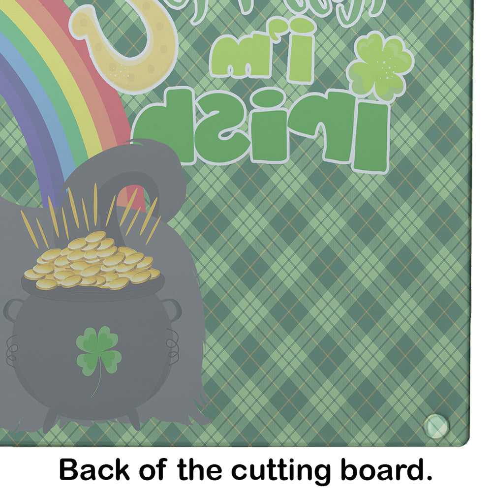 Black Shih Tzu St. Patrick's Day Cutting Board Tempered Glass Kitchen Cutting Surface, Heat Resistant Chopping, Non-Slip Feet, Food Prep & Serving