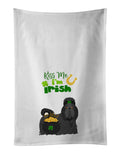 Black Shih Tzu St. Patrick's Day Kitchen Towel Set of 2 White Dish Towels Decorative Bathroom Hand towel for Hand, Face, Hair, Yoga, Tea, Dishcloth, 19 X 28", White
