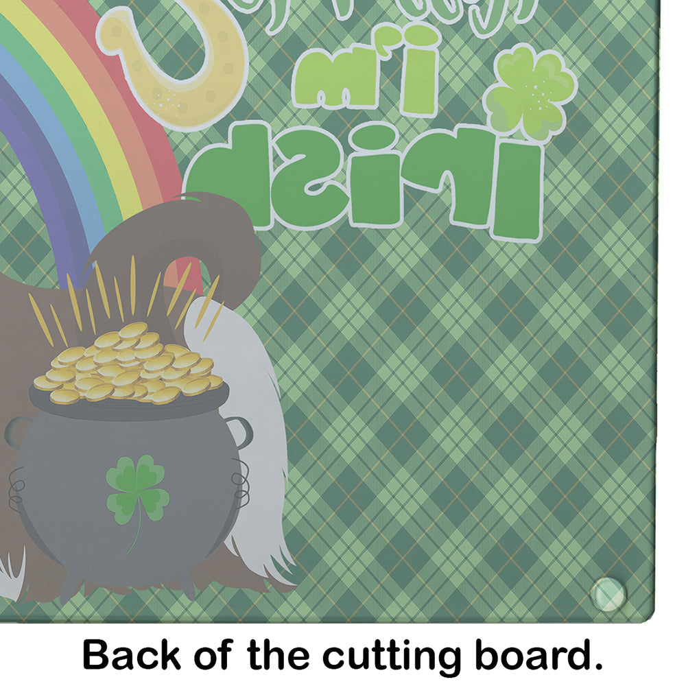 Liver and White Shih Tzu St. Patrick's Day Cutting Board Tempered Glass Kitchen Cutting Surface, Heat Resistant Chopping, Non-Slip Feet, Food Prep & Serving