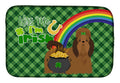 Red Shih Tzu St. Patrick's Day Dish Drying Mat Absorbent Dish Drying Mat Pad for Kitchen Counter Dish Drainer Mat for Countertop, 14 x 21", Multicolor