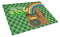 Red Shih Tzu St. Patrick's Day Cutting Board Tempered Glass Kitchen Cutting Surface, Heat Resistant Chopping, Non-Slip Feet, Food Prep & Serving