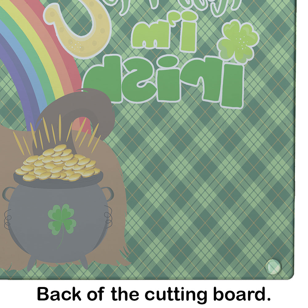 Red Shih Tzu St. Patrick's Day Cutting Board Tempered Glass Kitchen Cutting Surface, Heat Resistant Chopping, Non-Slip Feet, Food Prep & Serving