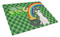 Black Siberian Husky St. Patrick's Day Cutting Board Tempered Glass Kitchen Cutting Surface, Heat Resistant Chopping, Non-Slip Feet, Food Prep & Serving