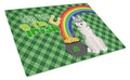 Grey Siberian Husky St. Patrick's Day Cutting Board Tempered Glass Kitchen Cutting Surface, Heat Resistant Chopping, Non-Slip Feet, Food Prep & Serving