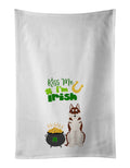 Red Siberian Husky St. Patrick's Day Kitchen Towel Set of 2 White Dish Towels Decorative Bathroom Hand towel for Hand, Face, Hair, Yoga, Tea, Dishcloth, 19 X 28", White