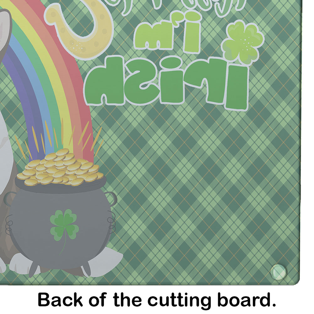 Brindle Cardigan Corgi St. Patrick's Day Cutting Board Tempered Glass Kitchen Cutting Surface, Heat Resistant Chopping, Non-Slip Feet, Food Prep & Serving