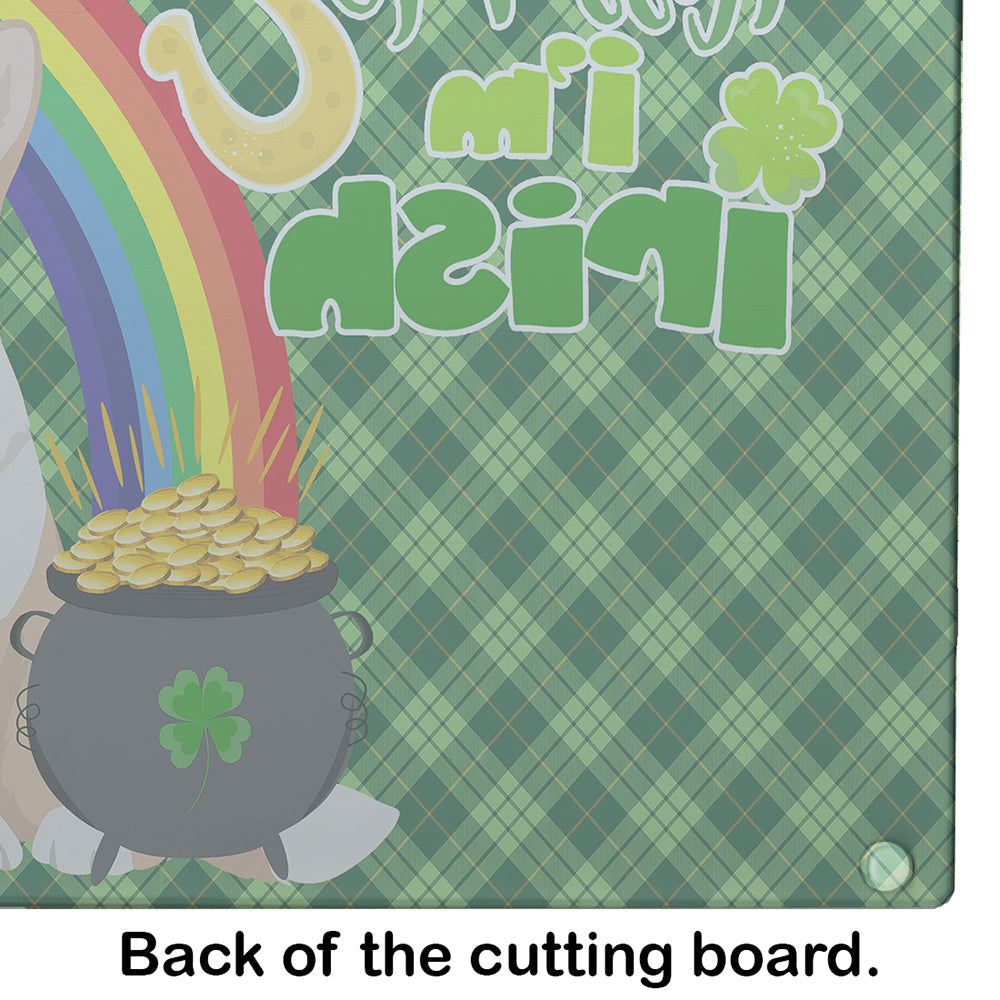 Fawn Cardigan Corgi St. Patrick's Day Cutting Board Tempered Glass Kitchen Cutting Surface, Heat Resistant Chopping, Non-Slip Feet, Food Prep & Serving