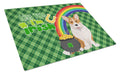 Red Cardigan Corgi St. Patrick's Day Cutting Board Tempered Glass Kitchen Cutting Surface, Heat Resistant Chopping, Non-Slip Feet, Food Prep & Serving