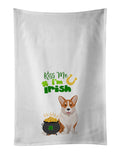Red Cardigan Corgi St. Patrick's Day Kitchen Towel Set of 2 White Dish Towels Decorative Bathroom Hand towel for Hand, Face, Hair, Yoga, Tea, Dishcloth, 19 X 28", White