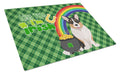 Tricolor Cardigan Corgi St. Patrick's Day Cutting Board Tempered Glass Kitchen Cutting Surface, Heat Resistant Chopping, Non-Slip Feet, Food Prep & Serving