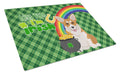 Red Pembroke Corgi St. Patrick's Day Cutting Board Tempered Glass Kitchen Cutting Surface, Heat Resistant Chopping, Non-Slip Feet, Food Prep & Serving