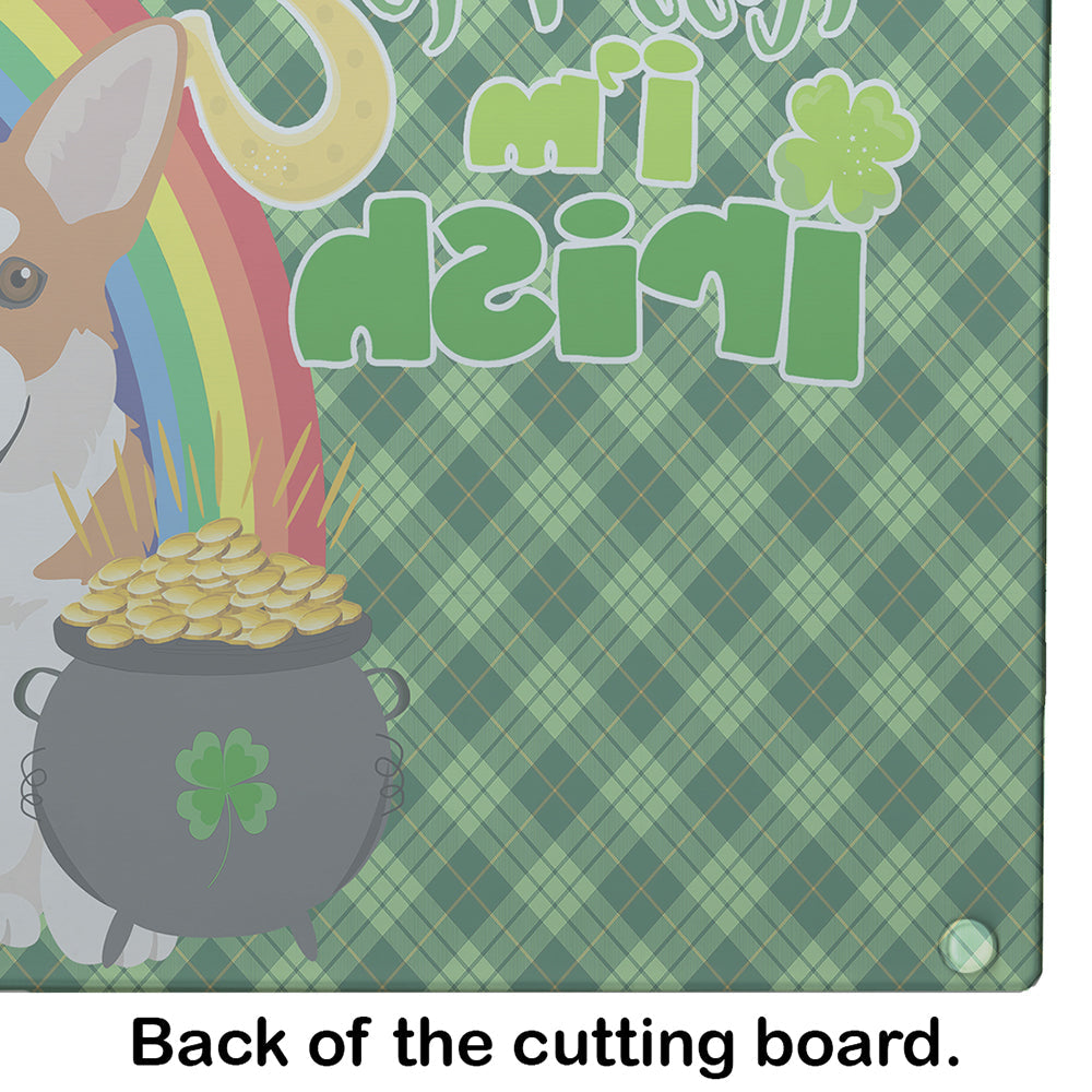 Red Pembroke Corgi St. Patrick's Day Cutting Board Tempered Glass Kitchen Cutting Surface, Heat Resistant Chopping, Non-Slip Feet, Food Prep & Serving
