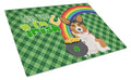 Sable Pembroke Corgi St. Patrick's Day Cutting Board Tempered Glass Kitchen Cutting Surface, Heat Resistant Chopping, Non-Slip Feet, Food Prep & Serving