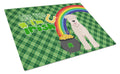 Soft Coated Wheaten Terrier St. Patrick's Day Cutting Board Tempered Glass Kitchen Cutting Surface, Heat Resistant Chopping, Non-Slip Feet, Food Prep & Serving
