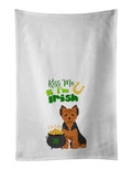 Black and Tan Puppy Cut Yorkshire Terrier St. Patrick's Day Kitchen Towel Set of 2 White Dish Towels Decorative Bathroom Hand towel for Hand, Face, Hair, Yoga, Tea, Dishcloth, 19 X 28", White