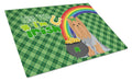 Blue and Tan Full Coat Yorkshire Terrier St. Patrick's Day Cutting Board Tempered Glass Kitchen Cutting Surface, Heat Resistant Chopping, Non-Slip Feet, Food Prep & Serving
