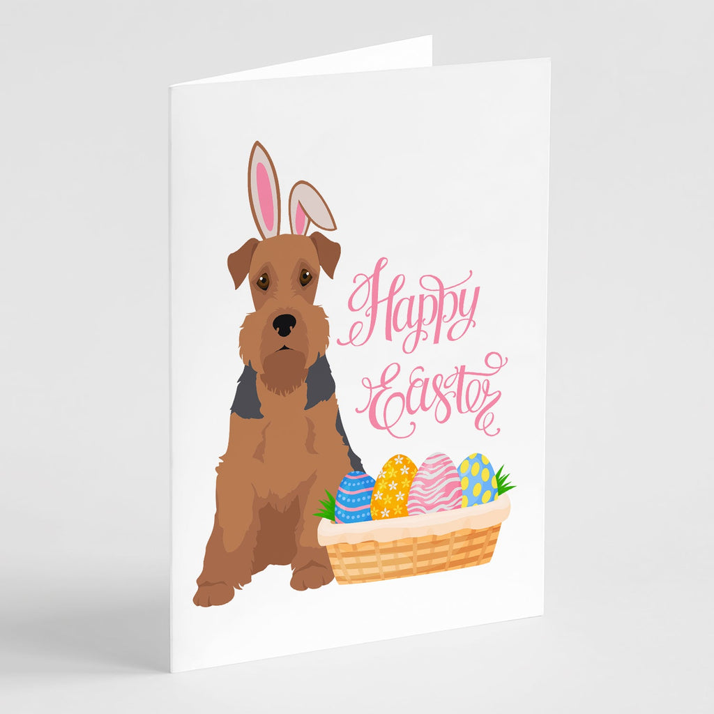 Grizzle and Tan Airedale Terrier Easter Greeting Cards Pack of 8 Blank Cards with Envelopes Whimsical A7 Size 5x7