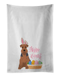 Grizzle and Tan Airedale Terrier Easter Kitchen Towel Set of 2 White Dish Towels Decorative Bathroom Hand towel for Hand, Face, Hair, Yoga, Tea, Dishcloth, 19 X 28", White