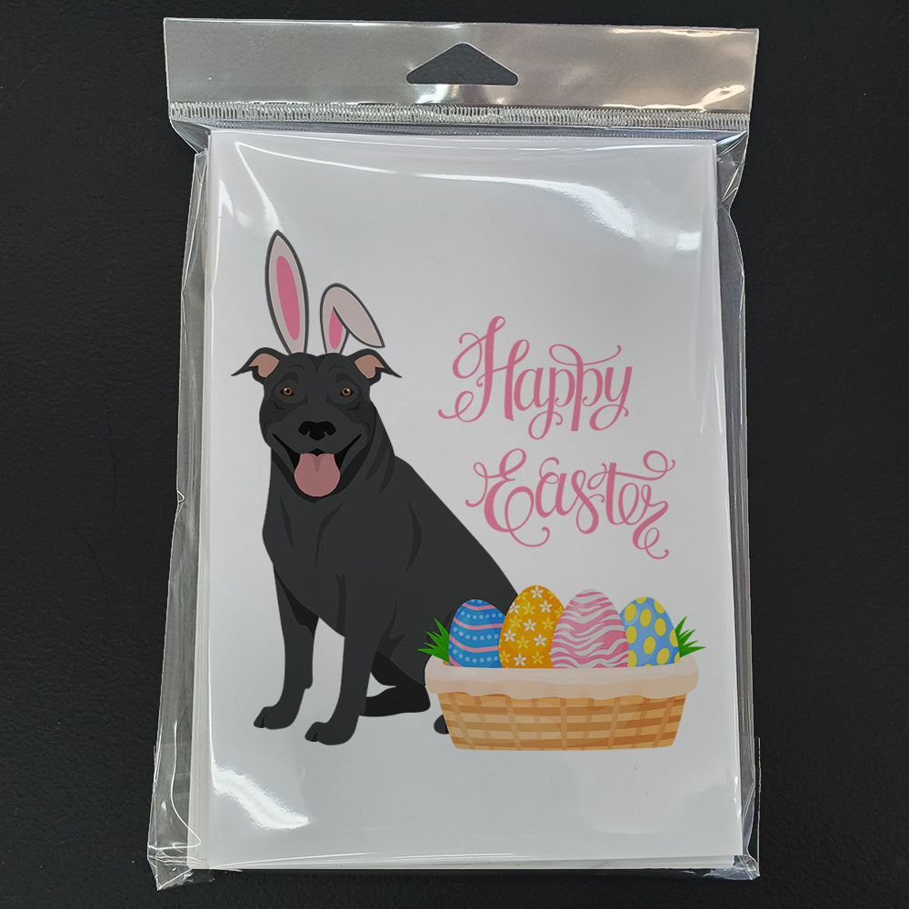 Black Pit Bull Terrier Easter Greeting Cards Pack of 8 Blank Cards with Envelopes Whimsical A7 Size 5x7