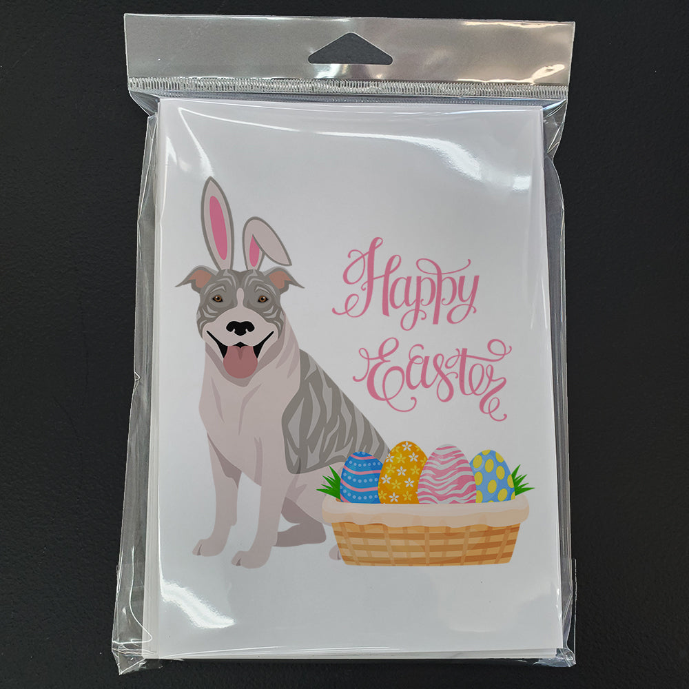 Blue Brindle Pit Bull Terrier Easter Greeting Cards Pack of 8 Blank Cards with Envelopes Whimsical A7 Size 5x7
