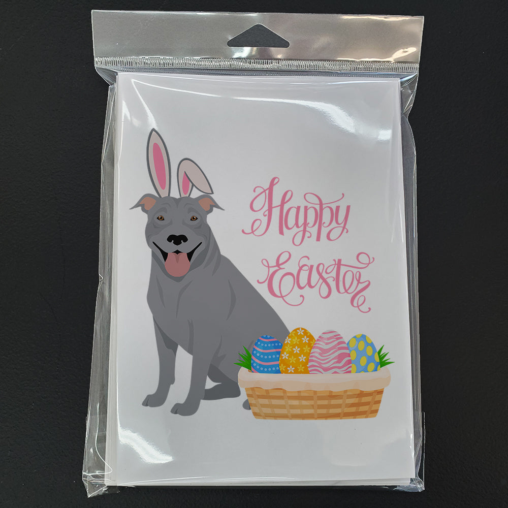 Blue Pit Bull Terrier Easter Greeting Cards Pack of 8 Blank Cards with Envelopes Whimsical A7 Size 5x7