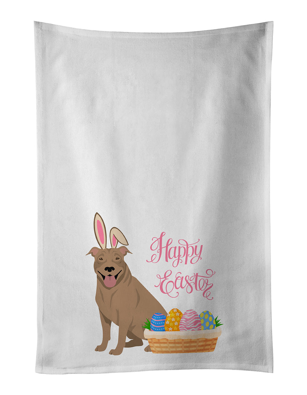 Fawn Pit Bull Terrier Easter Kitchen Towel Set of 2 White Dish Towels Decorative Bathroom Hand towel for Hand, Face, Hair, Yoga, Tea, Dishcloth, 19 X 28", White