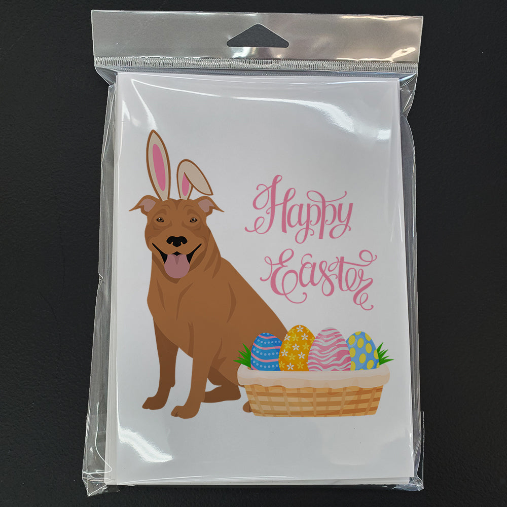 Red Pit Bull Terrier Easter Greeting Cards Pack of 8 Blank Cards with Envelopes Whimsical A7 Size 5x7
