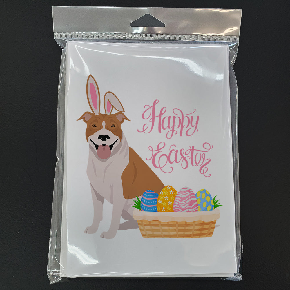 Red and White Pit Bull Terrier Easter Greeting Cards Pack of 8 Blank Cards with Envelopes Whimsical A7 Size 5x7