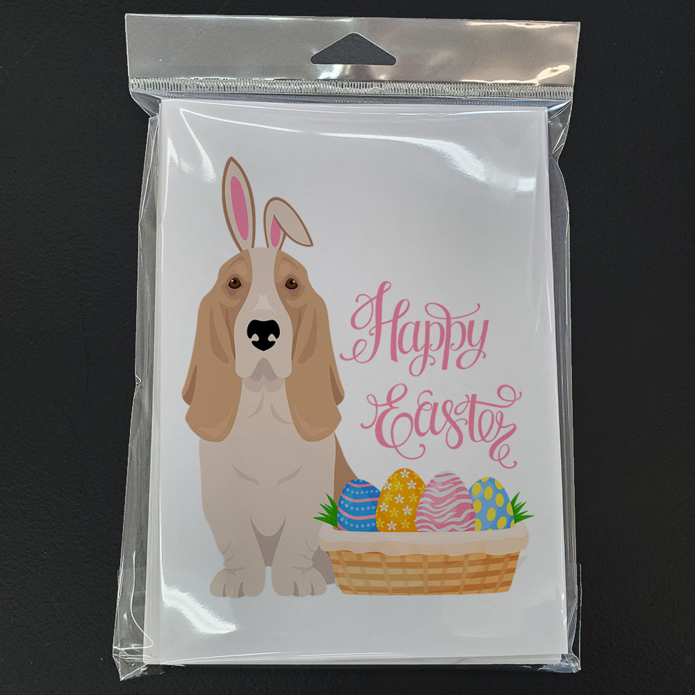 Lemon and White Tricolor Basset Hound Easter Greeting Cards Pack of 8 Blank Cards with Envelopes Whimsical A7 Size 5x7