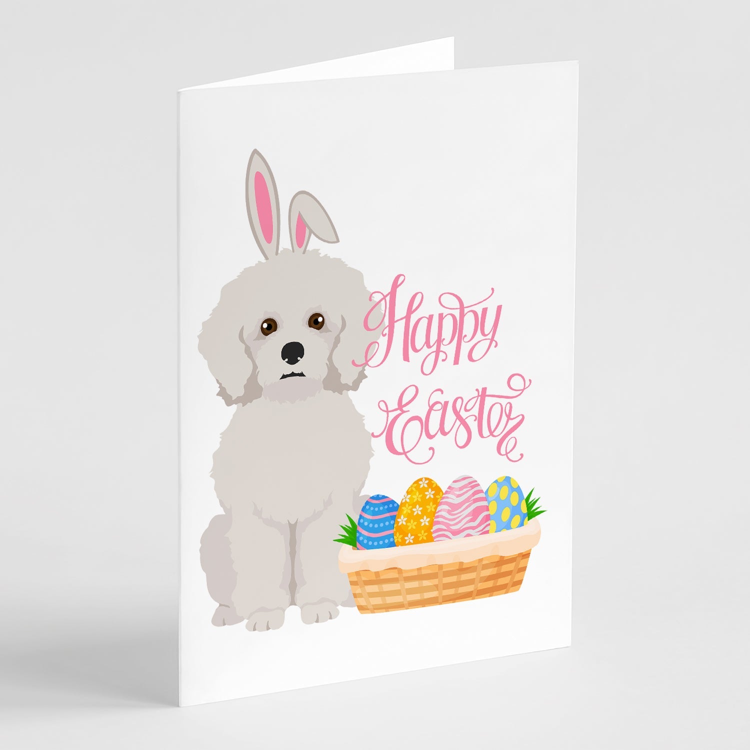 Bichon Frise Easter Greeting Cards Pack of 8 Blank Cards with Envelopes Whimsical A7 Size 5x7