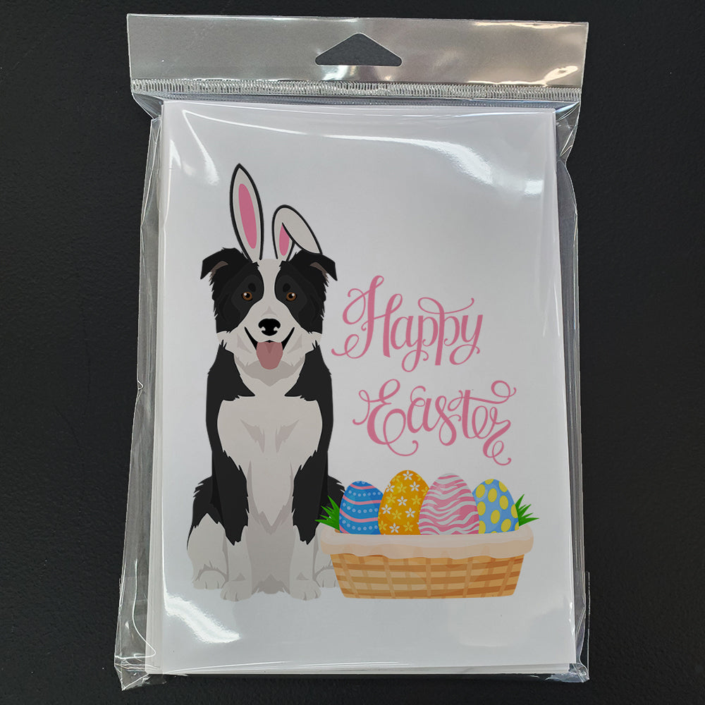 Black and White Border Collie Easter Greeting Cards Pack of 8 Blank Cards with Envelopes Whimsical A7 Size 5x7