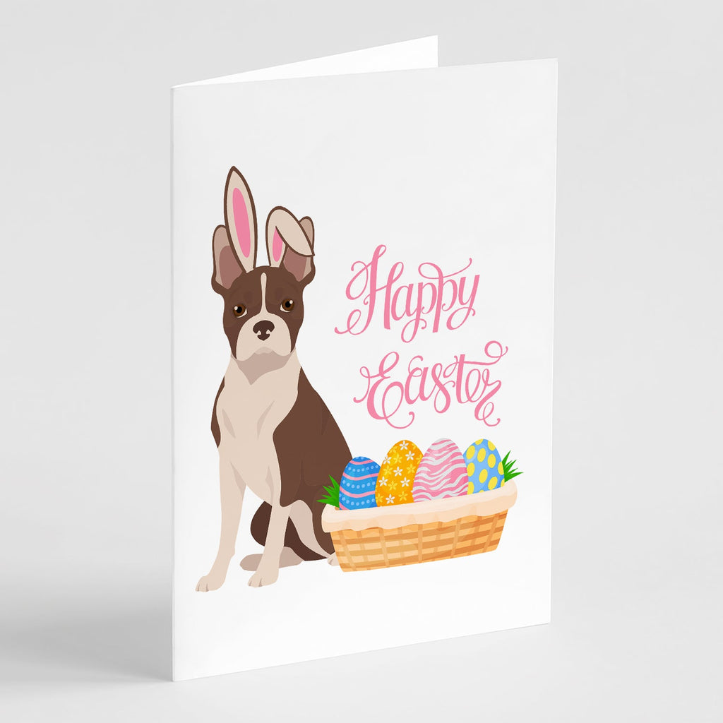 Red Boston Terrier Easter Greeting Cards Pack of 8 Blank Cards with Envelopes Whimsical A7 Size 5x7
