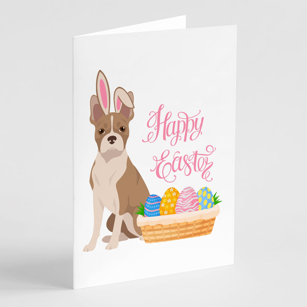 Fawn Boston Terrier Easter Greeting Cards Pack of 8 Blank Cards with Envelopes Whimsical A7 Size 5x7