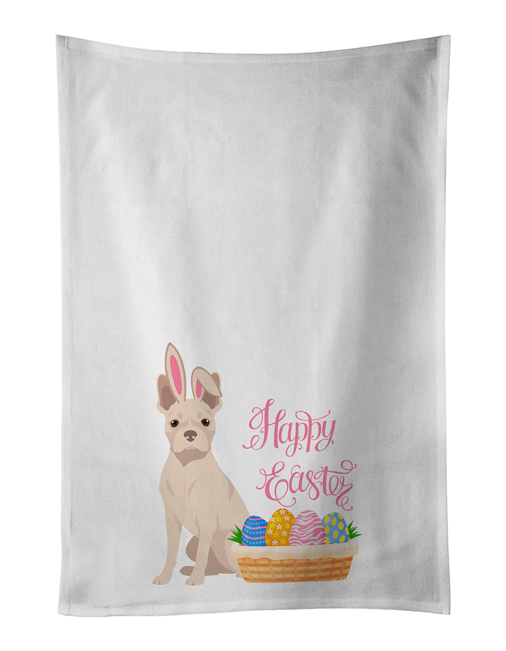 White Boston Terrier Easter Kitchen Towel Set of 2 White Dish Towels Decorative Bathroom Hand towel for Hand, Face, Hair, Yoga, Tea, Dishcloth, 19 X 28", White