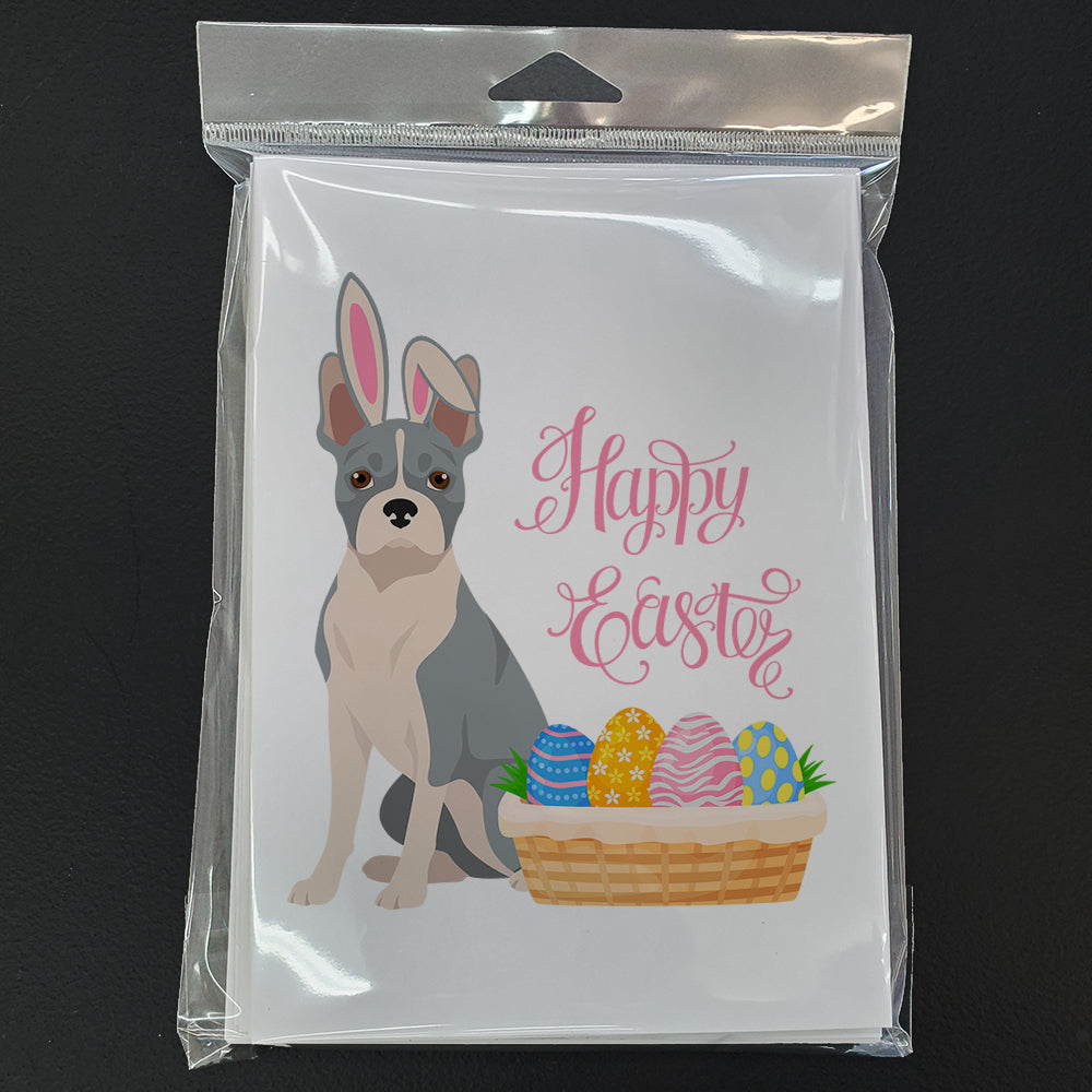 Blue Boston Terrier Easter Greeting Cards Pack of 8 Blank Cards with Envelopes Whimsical A7 Size 5x7