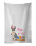 Blue Boston Terrier Easter Kitchen Towel Set of 2 White Dish Towels Decorative Bathroom Hand towel for Hand, Face, Hair, Yoga, Tea, Dishcloth, 19 X 28", White