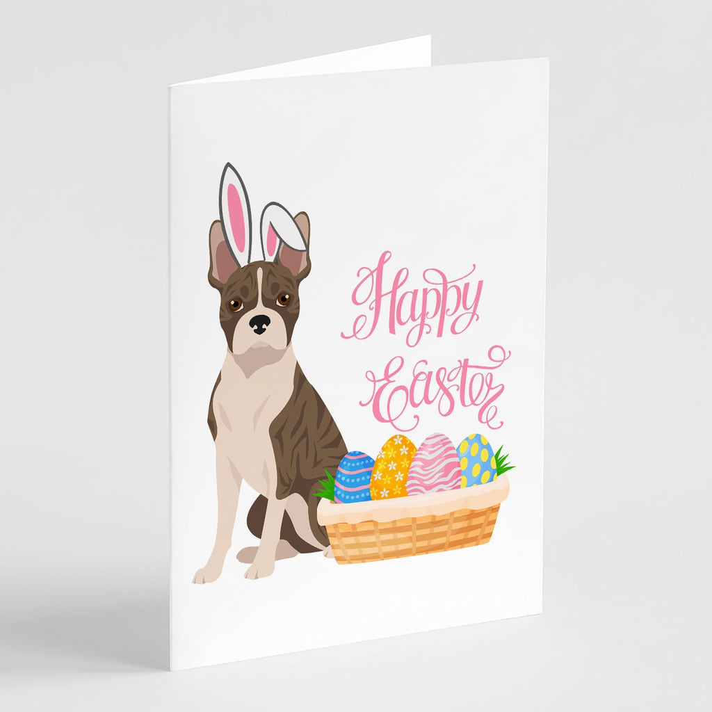 Brindle Boston Terrier Easter Greeting Cards Pack of 8 Blank Cards with Envelopes Whimsical A7 Size 5x7
